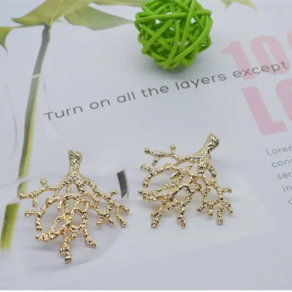 Bimini Beachwear Gold Coral Earrings - 14kt Gold Vermeil - Gift - Unique